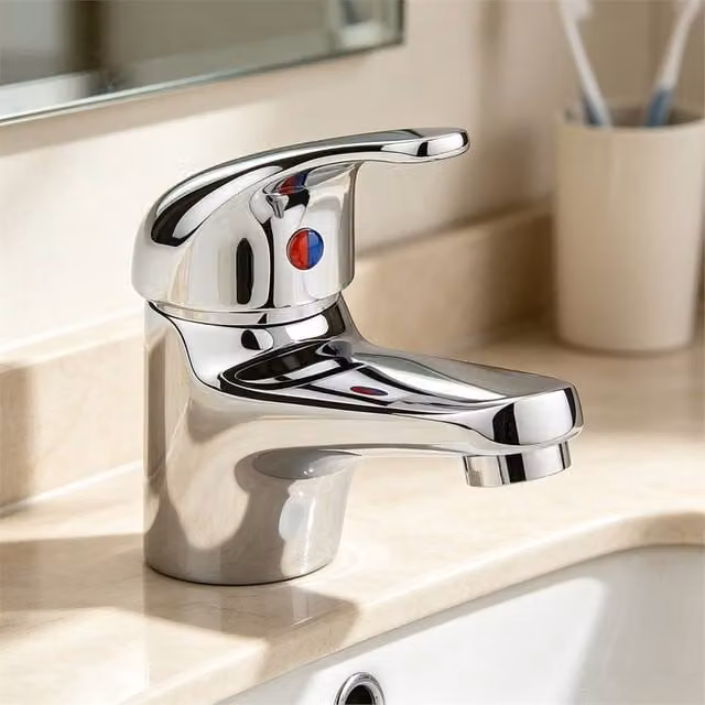 EONLION Chrome Single Lever Cloakroom Basin Mixer Tap with Pop Up Waste in Silver