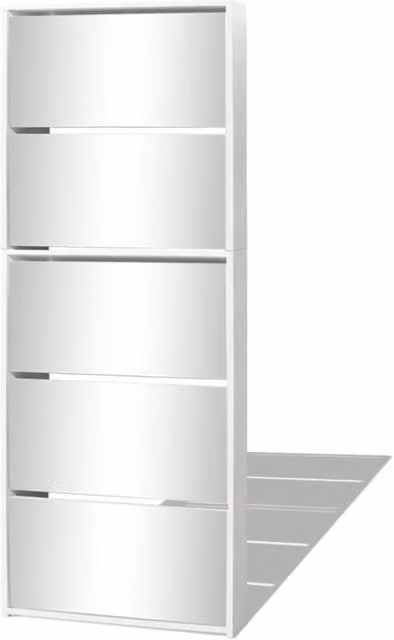Berkfield Home Glossy White 5-Layer Mirror Shoe Cabinet with Tilting Compartments, W: 63 cm, D: 17 cm, H: 169.5 cm