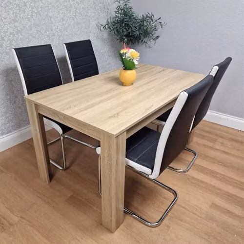 Kosy Koala Modern Dining Set with Rectangular Table and 4 Black Chairs – 1