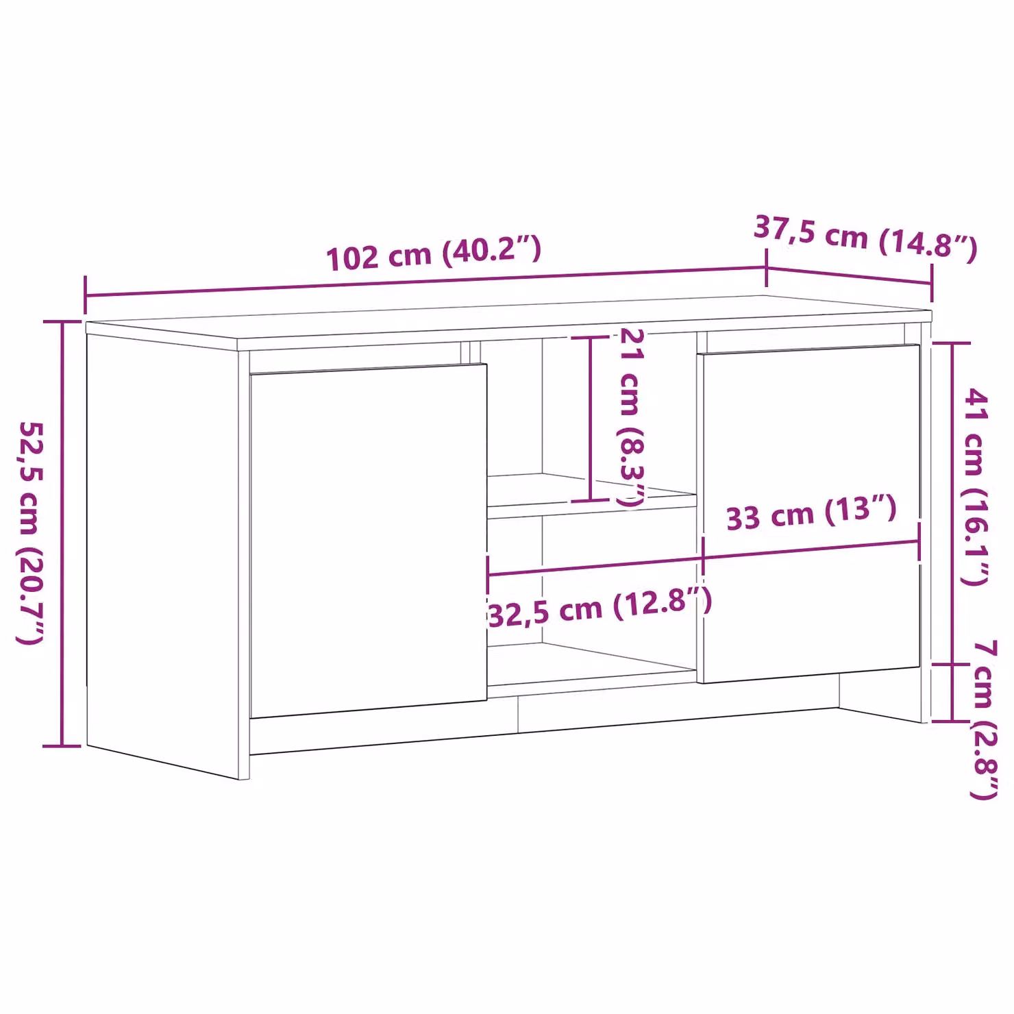 Berkfield Home Minimalist TV Stand in Black Oak, W/D/H: 102 x 37.5 x 52.5 cm – 5
