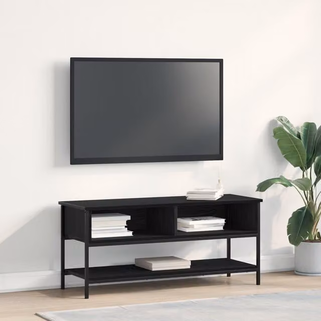 Berkfield Home Modern TV Cabinet in Black Oak, W/D/H: 100 x 35 x 45 cm