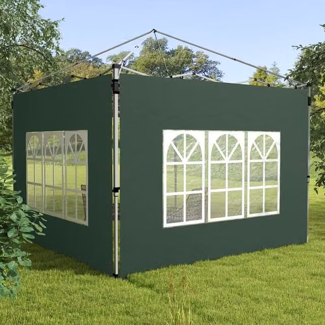 Outsunny Set of 2 Green Oxford Cloth Side Panels for 3x3m or 3x4m Pop Up Gazebos
