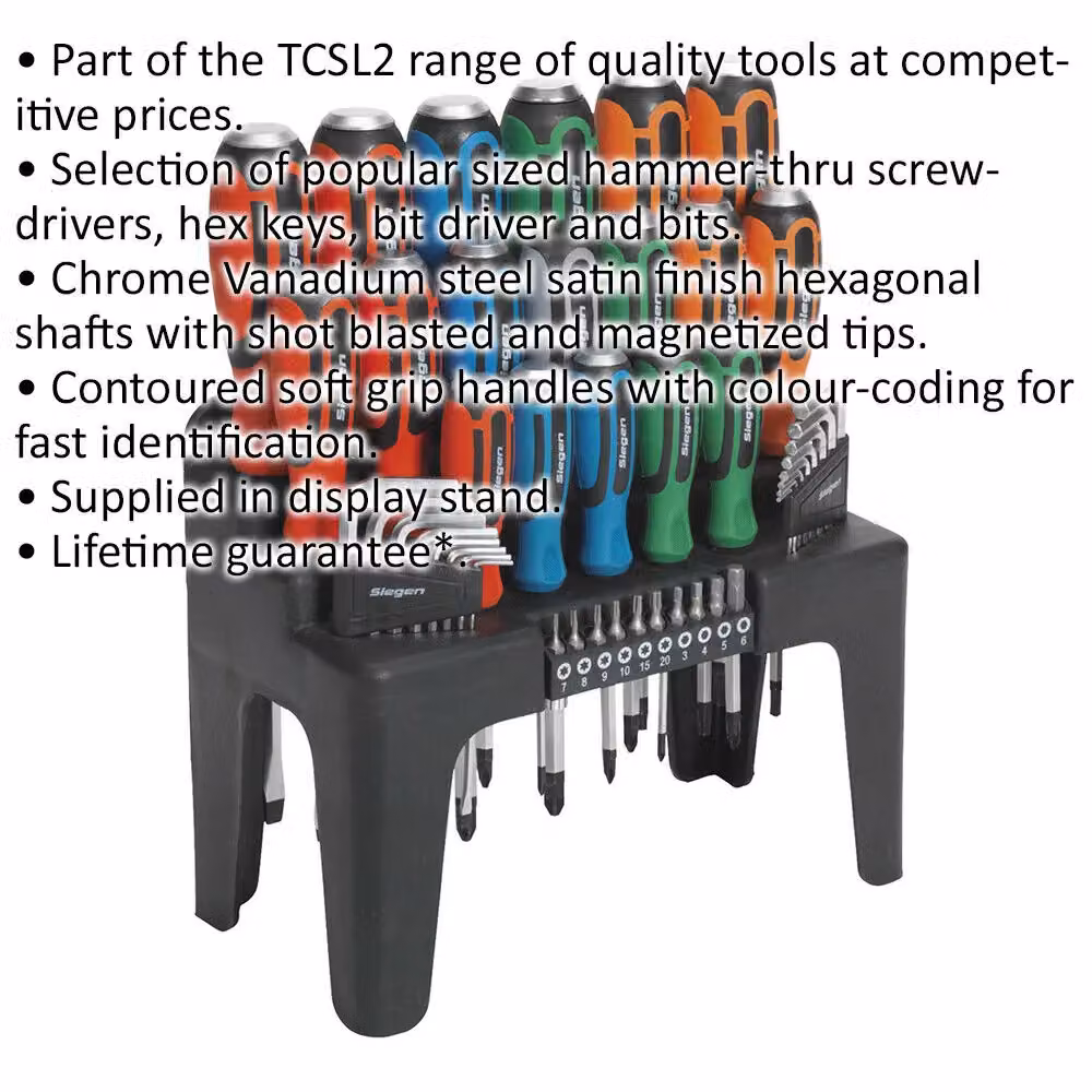 Loops 44 Piece Multicolour Hammer Through Screwdriver Hex Key and Bit Set with Strike Cap and Storage Case – 2