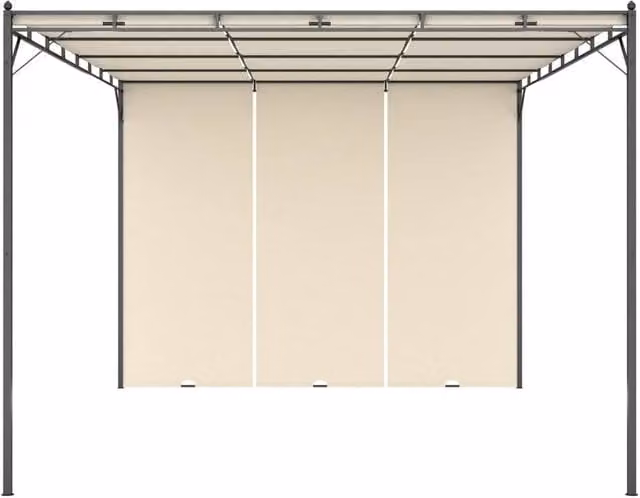 Berkfield Home Garden Gazebo with Side Curtain, Beige, W: 400 cm, D: 300 cm, H: 225 cm