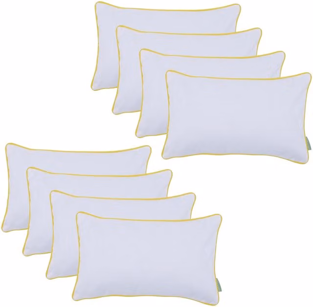 Gardenista White Rectangular Pillow with Yellow Piping and Removable Stain Repellent Cover