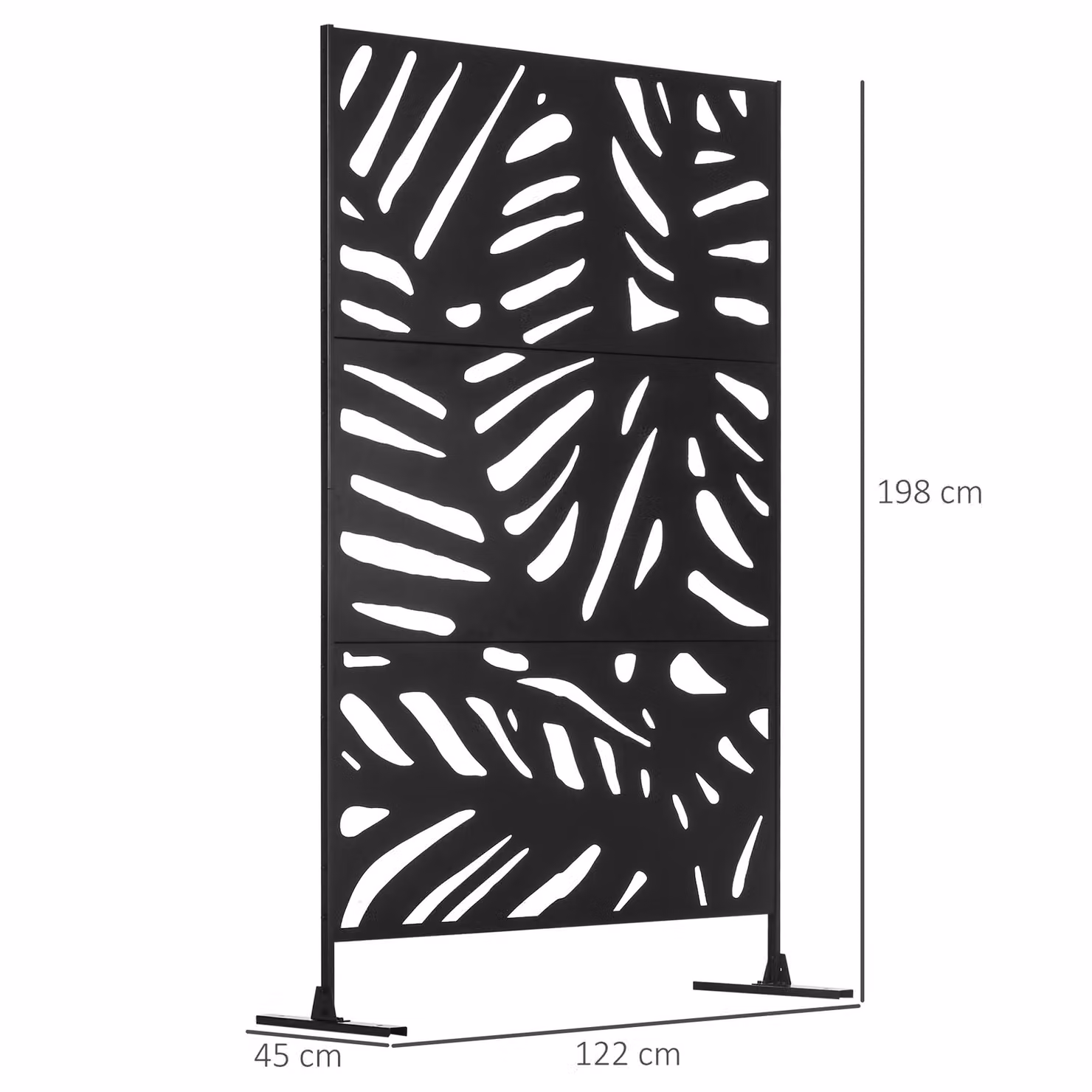 Outsunny Freestanding Metal Outdoor Privacy Screen and Decorative Garden Divider in Black, W/H: 121.92 x 198.12 cm – 3