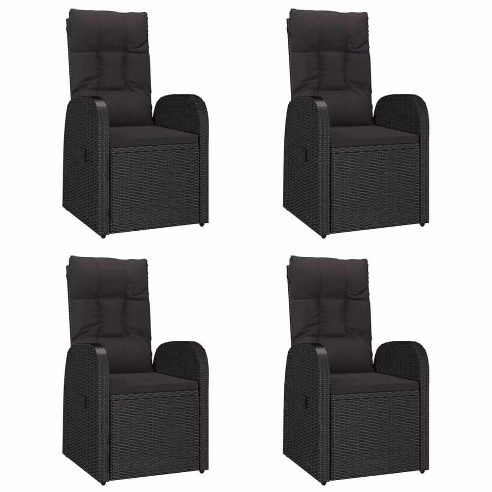 Berkfield Home Beautiful 5 Piece Black Poly Rattan and Oiled Acacia Wood Garden Dining Set – 4