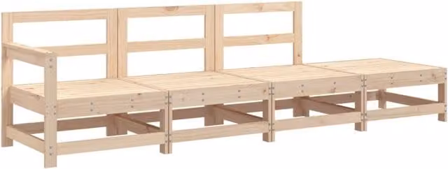Berkfield Home 4 Piece Rustic Garden Lounge Set in Brown Solid Pine Wood