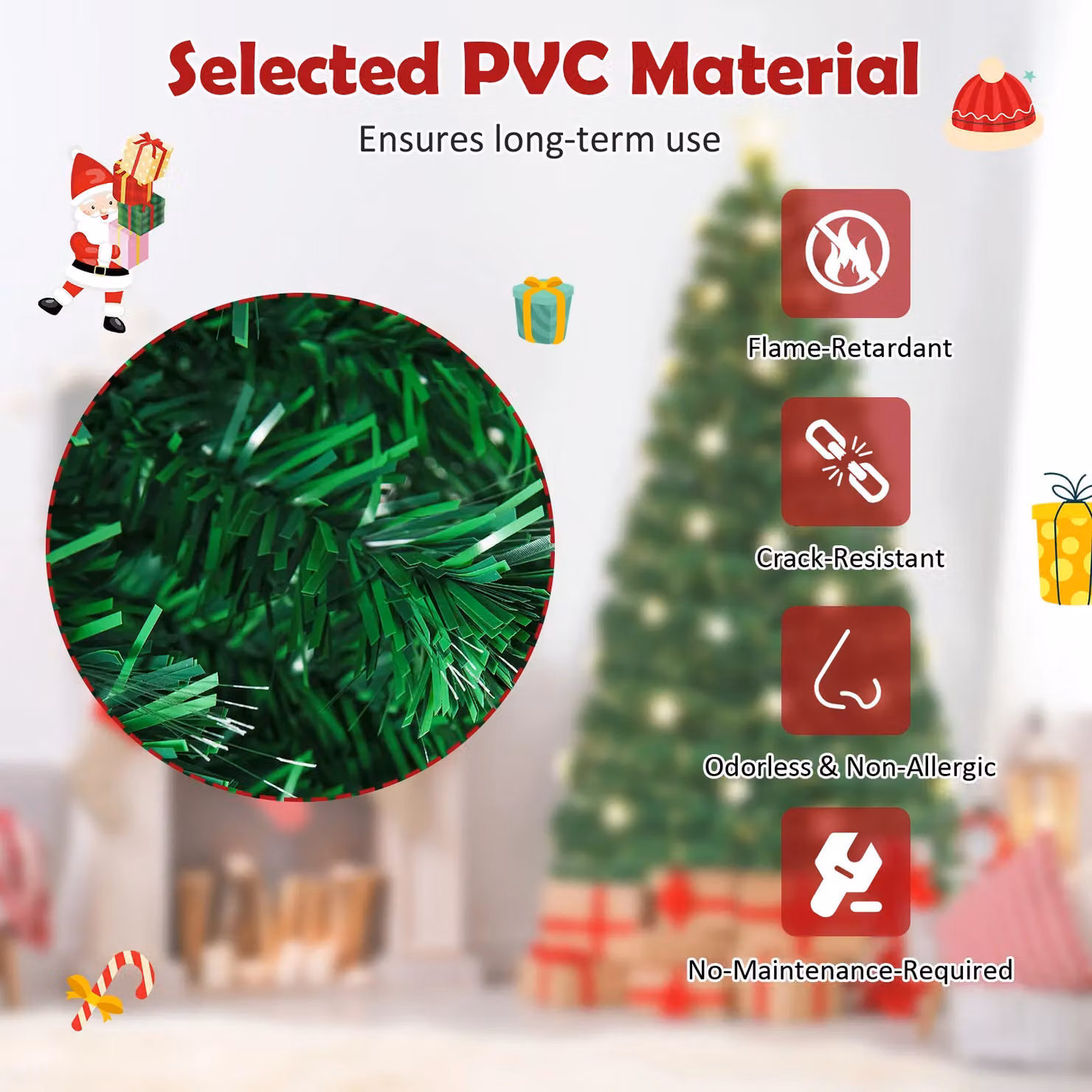 Gymax 6ft Green Fiber Optic Christmas Tree with 230 Tips, 30 Star Lights and 8 Lighting Modes – 4