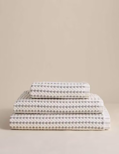 M&S White Pure Cotton Striped and Spotty Towel