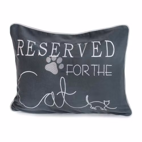 Peggy Wilkins Reserved for Cat Decorative Grey Fleece Scatter Cushion, W: 44 cm, H: 32 cm