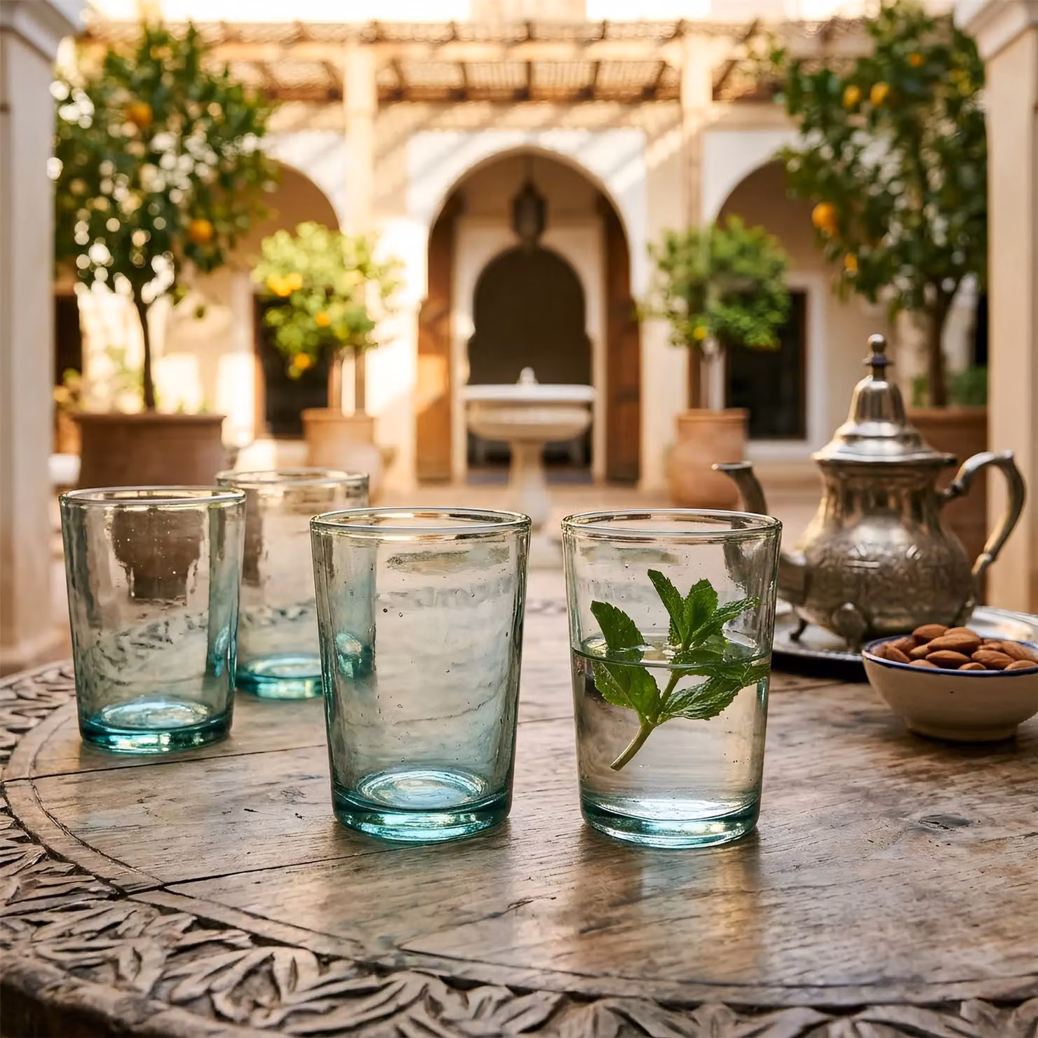 Nicola Spring Meknes Hand-Blown Moroccan Tumbler Glasses, Set of 6, 325ml, Transparent – 5