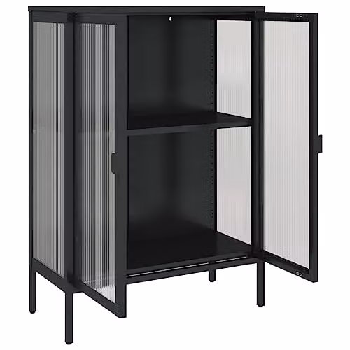 vidaXL Modern Black Sideboard with Glass and Metal, W/D/H: 75 x 35 x 105 cm – 5