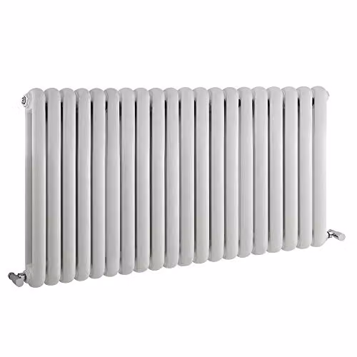Hudson Reed HSA003 Salvia Modern Double Panel Horizontal Designer Bathroom Radiator, Gloss White, W: 122.3 cm, H: 63.5 cm