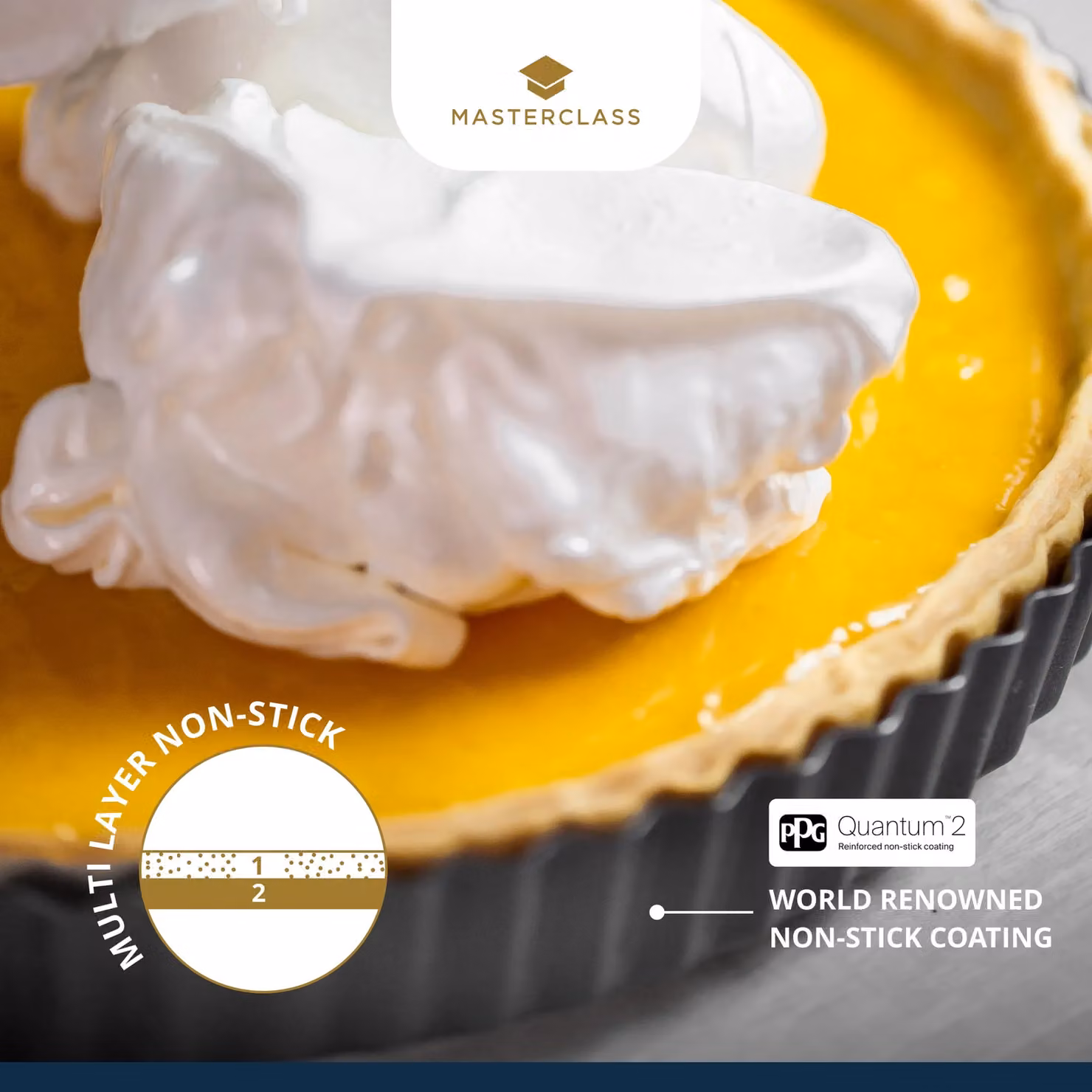MasterClass Non-Stick Carbon Steel Fluted Loose Base Tart Tin, Grey, 23cm – 6