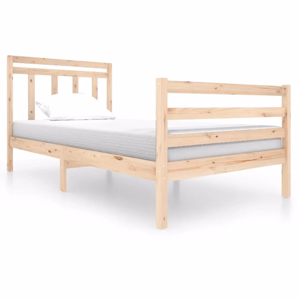 Berkfield Home Rustic Solid Pine Wood Bed Frame, Brown, W: 100 cm, D: 200 cm