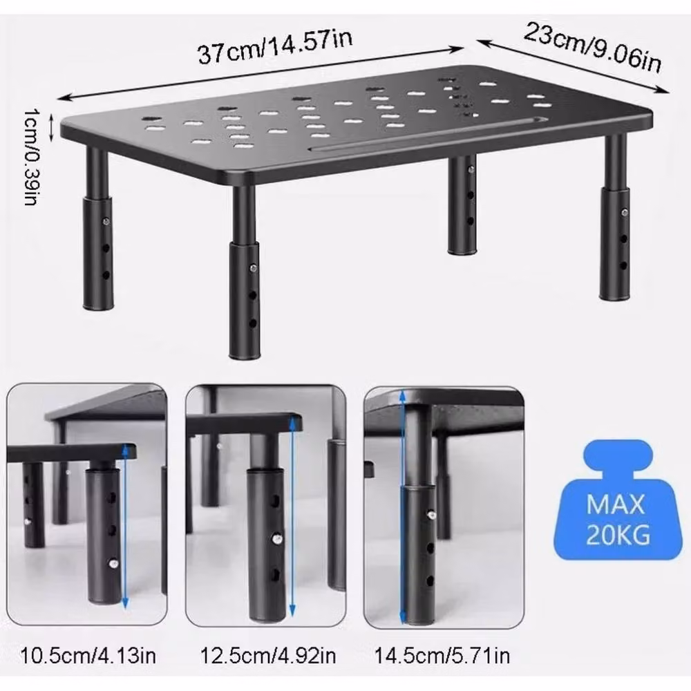 FLAVORA Metal Mesh Computer Monitor Stand Riser in Matt Black – 2
