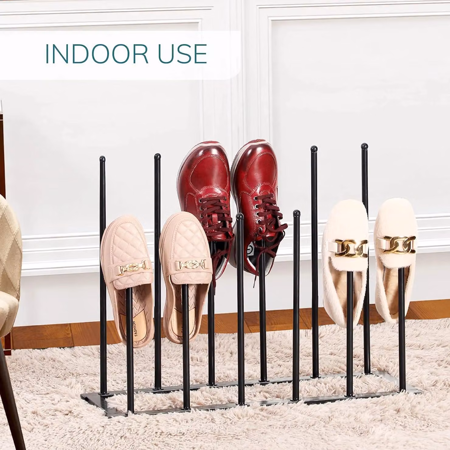 House of Home Metal 6 Pair Welly and Walking Boot Stand Dryer in Black – 3