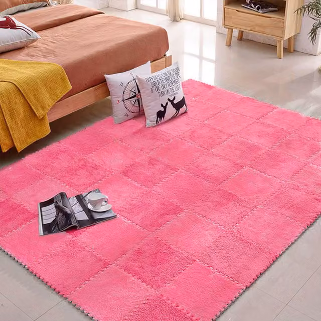 Lifeideas 12 Piece Plush Interlocking Foam Mats in Pink