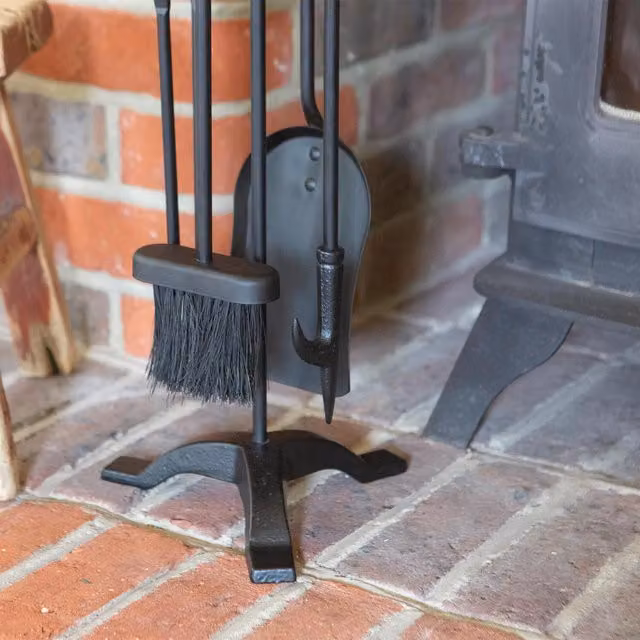 Hammer and Tongs 5-Piece Slindon Fireside Companion Set in Black Iron
