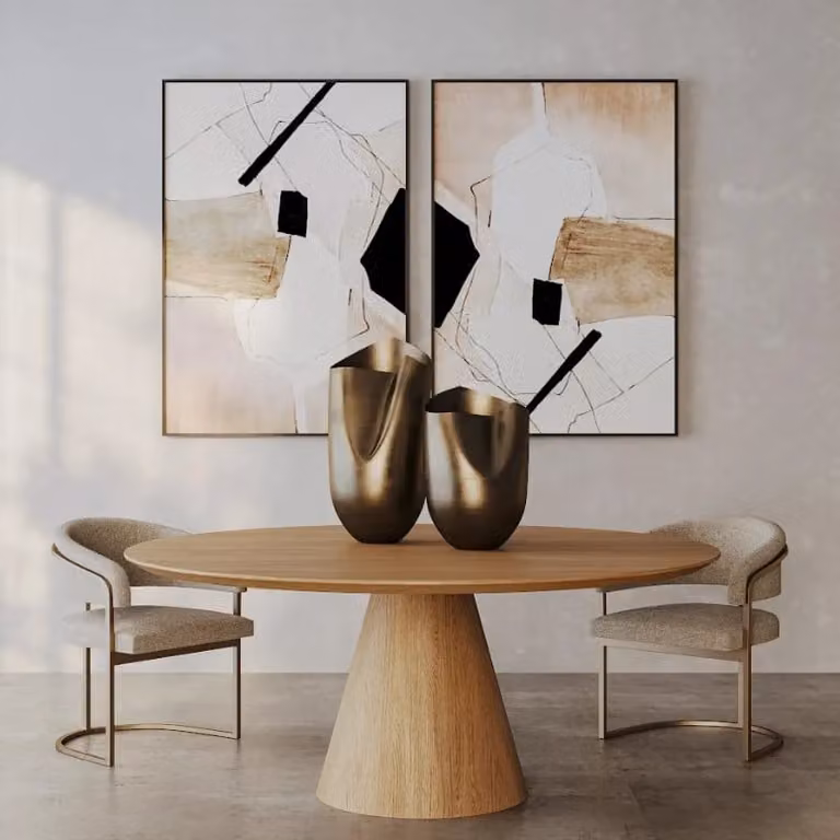Tommy Franks Round Ash Oak Dining Table in Beige, Diameter: 180 cm, Height: 75 cm