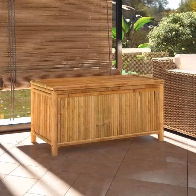 Berkfield Home Brown Bamboo Garden Storage Box W/D/H: 110 x 52 x 55 cm