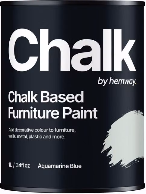 Hemway Chalk Based Furniture Paint in Flat Matt Aquamarine Blue, 1L