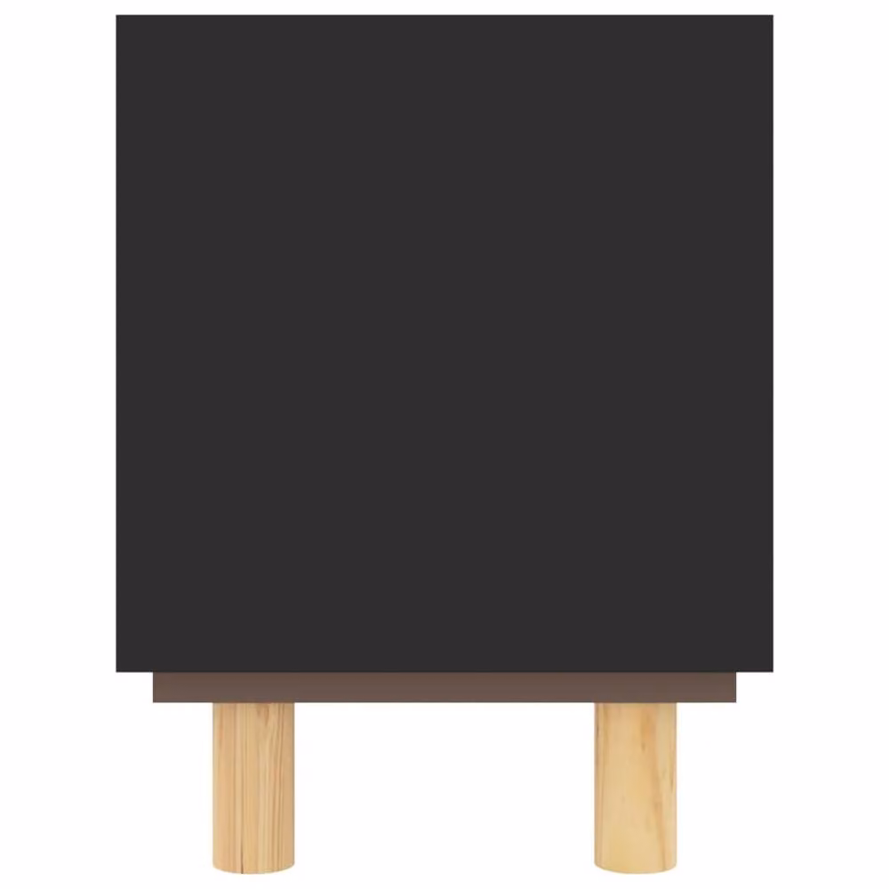 Berkfield Home Black TV Cabinet in Solid Pine and Natural Rattan, W/D/H: 80 x 30 x 40 cm – 3