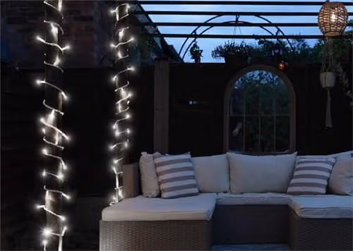Eagle Connect 40 LED Cool White Outdoor Fairy String Lights with White Rubber Cable, IP65 Waterproof, Mains Powered