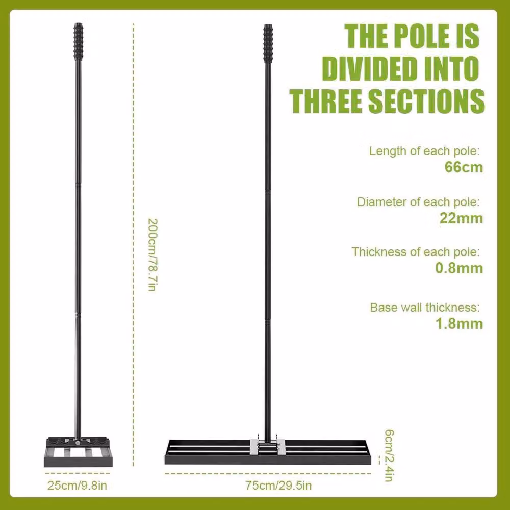 Kelvenix Heavy Duty Adjustable Lawn Leveller Sand and Soil Leveling Rake in Black, 1kg – 2