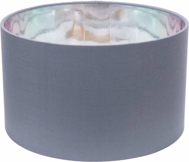 ValueLights Reni Grey Fabric Cylinder Ceiling Shade with Chrome Metallic Inner and LED Bulb