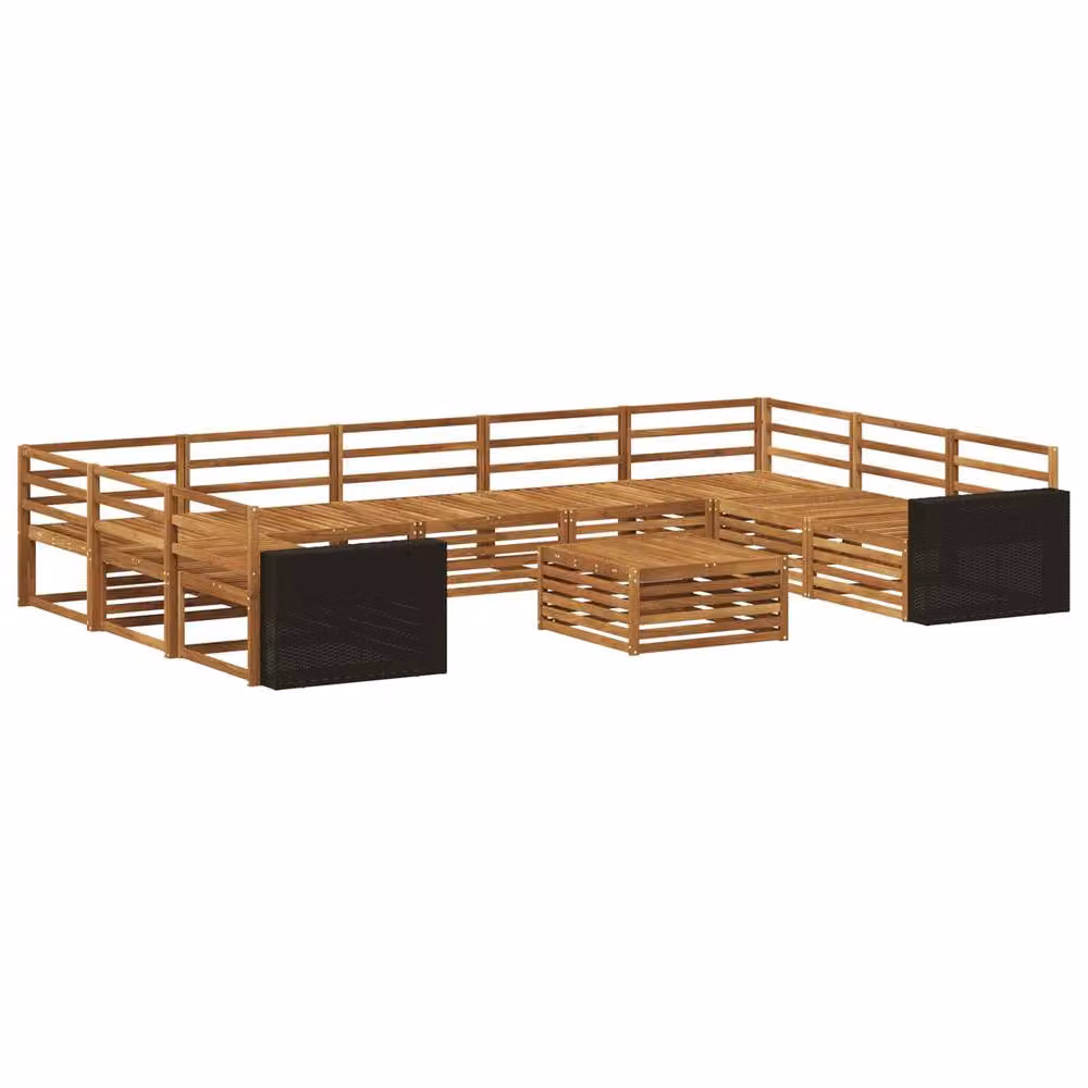 Berkfield Home 10 Piece Outdoor Sofa Set in Brown Natural Solid Acacia Wood – 2