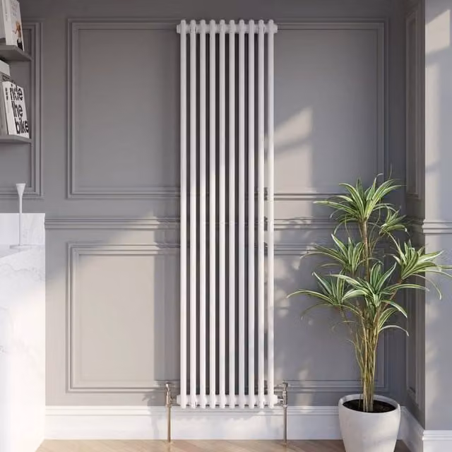 Temprazo Traditional Colosseum Double Bar Column Radiator in White, H: 180 cm, W: 60.5 cm, D: 7 cm