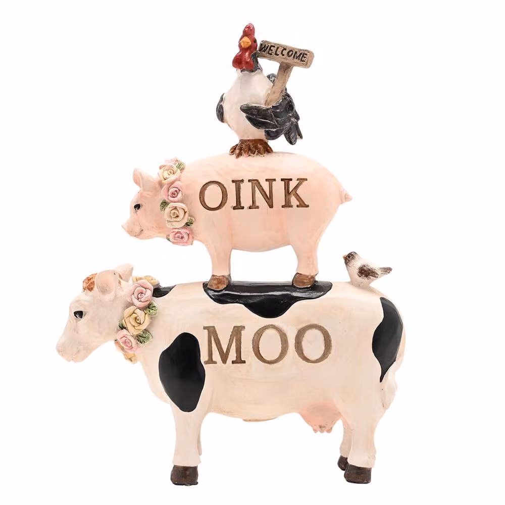 Country Living White Resin Stacking Farm Animal Tabletop Decoration – 2