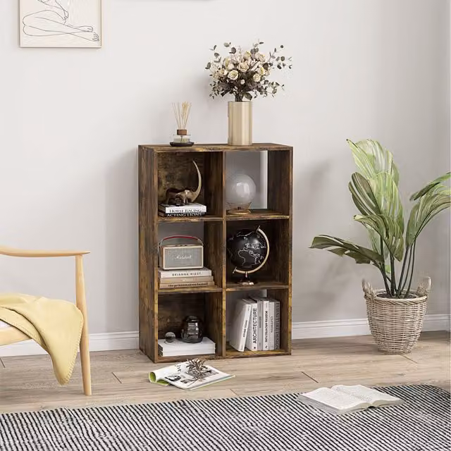HOMCOM Modern Brown Cube Storage Cabinet and Bookcase