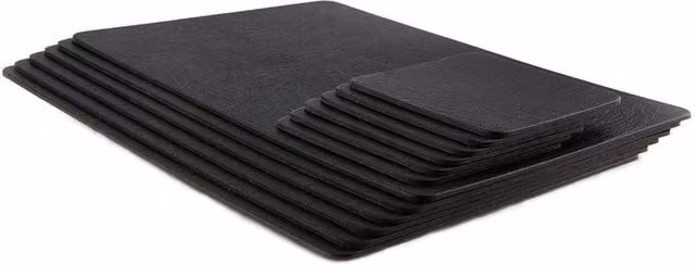 Lara May Set of 6 Black Reprocessed Leather Placemats and 6 Leather Coasters – 1