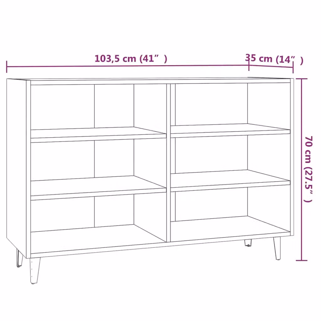 Berkfield Home Industrial Sideboard in Smoked Oak and Brown, W/D/H: 103.5 x 35 x 70 cm – 5
