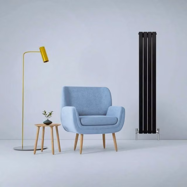 Monstershop Designer Flat Panel Steel Radiator in Black, W: 160 cm, H: 28 cm