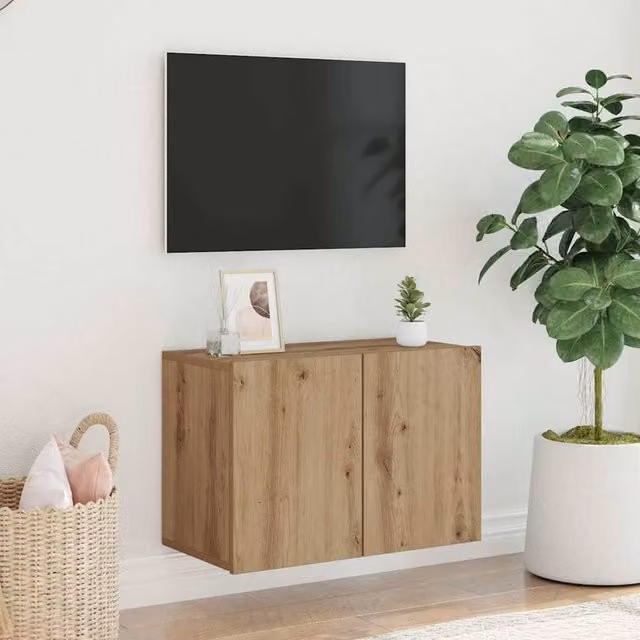 Berkfield Home Wall-mounted Artisan Oak TV Cabinet in Brown, W/D/H: 60 x 30 x 41 cm – 1