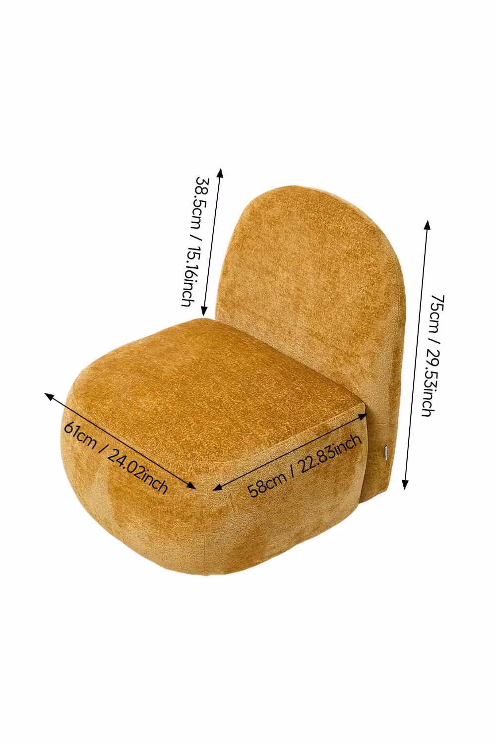 Living and Home Yellow Modern Chenille Upholstered Lounge Chair with Armrests – 3