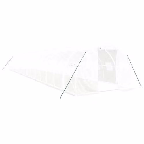 vidaXL Greenhouse with White Steel Frame, W: 16 m, D: 3 m, H: 2 m