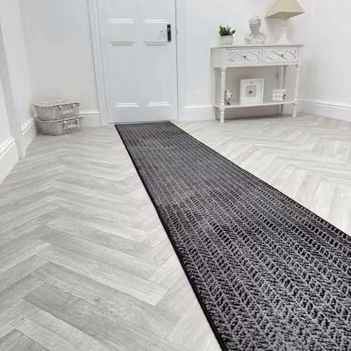 runrug Empire Soft Hallway Runner Rug, Black, W: 60 cm, L: 390 cm – 2