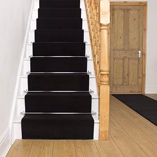 runrug Soft and Durable Stair Runner Carpet in Black, W: 60 cm, L: 480 cm – 5