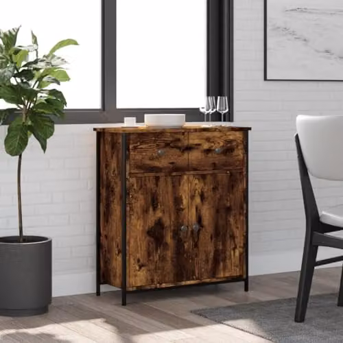 vidaXL Sideboard in Smoked Oak, Brown Engineered Wood, W/D/H: 70 x 30 x 80 cm – 2