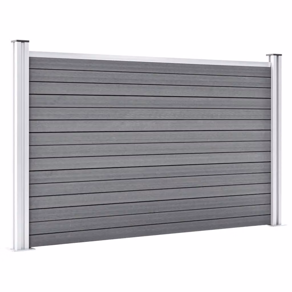 Berkfield Grey WPC and Aluminium Garden Fence Panel, W: 699 cm, H: 106 cm – 2