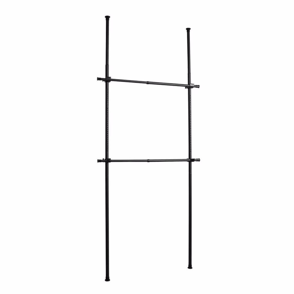 EONLION Black Matt Metal Hanging Rail Clothes Rack Organiser, Width: 50 cm – 2