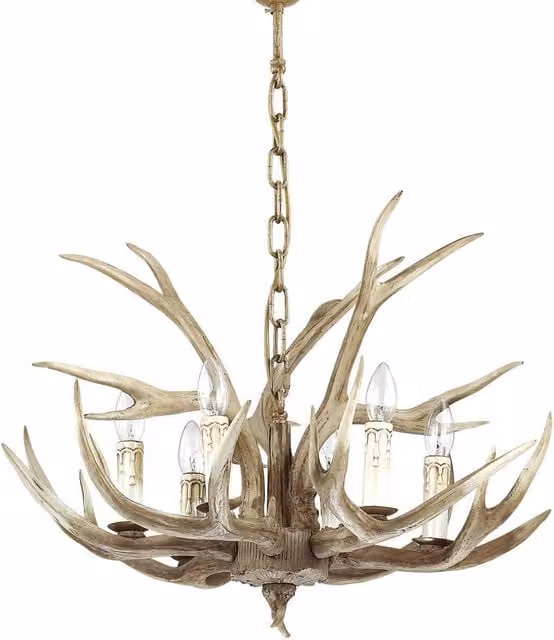 Ideal Lux Chalet 6-Light Suspended Pendant Chandelier in Brown with E14 Base