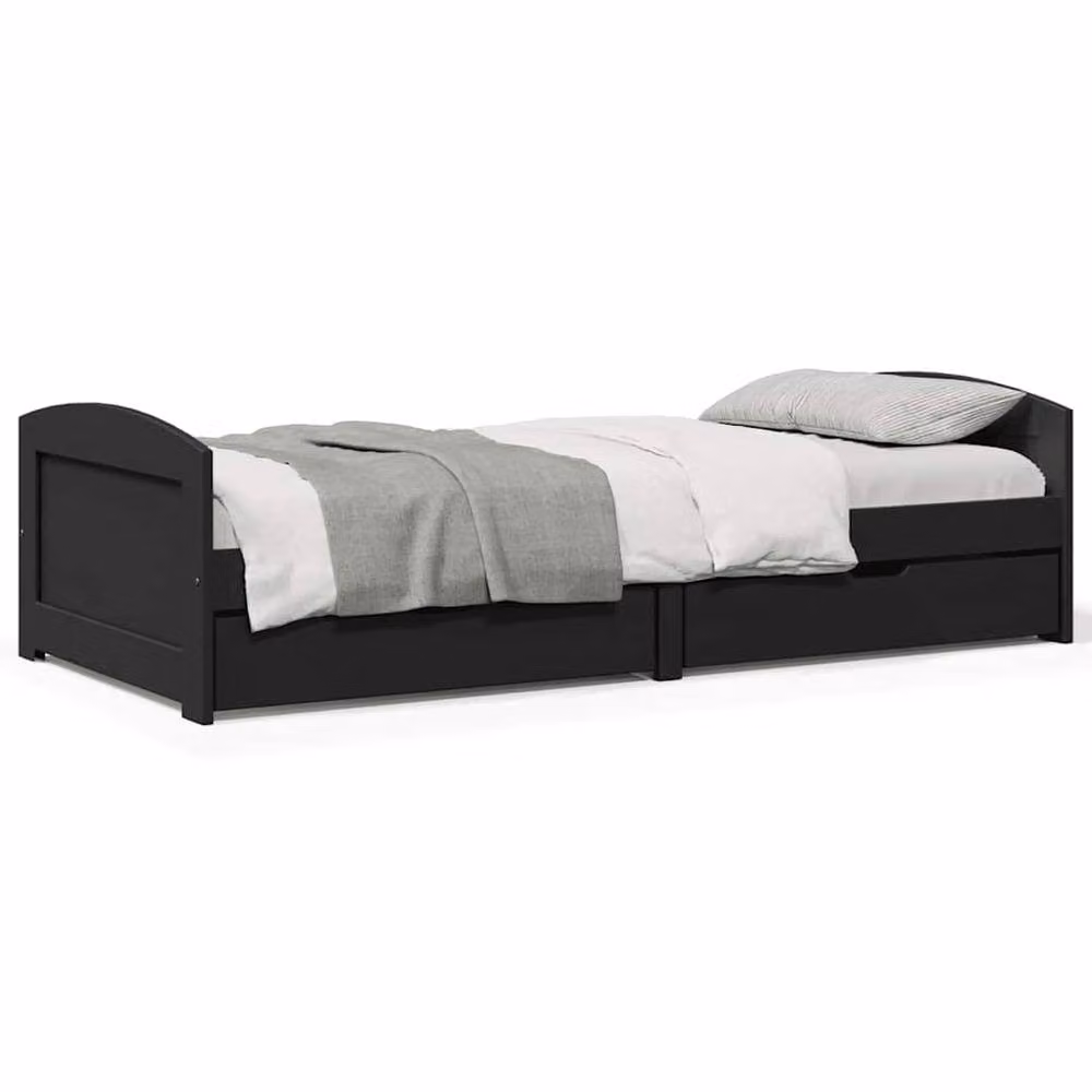 Berkfield Home Beautiful Day Bed with 2 Drawers in Black, W/D/H: 200 x 90 x 56 cm – 2