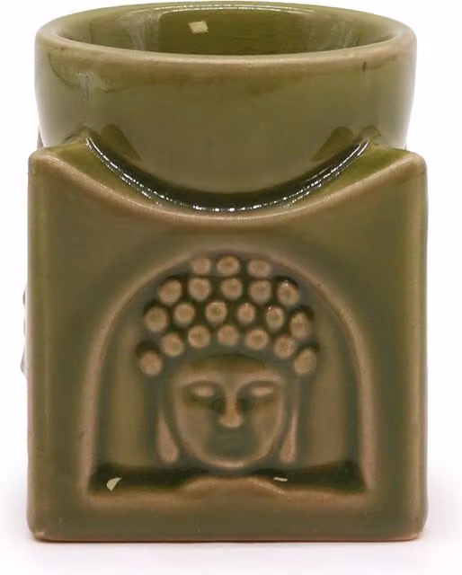 KDMD Square Buddha Tealight Burner in Light Jade Green Ceramic