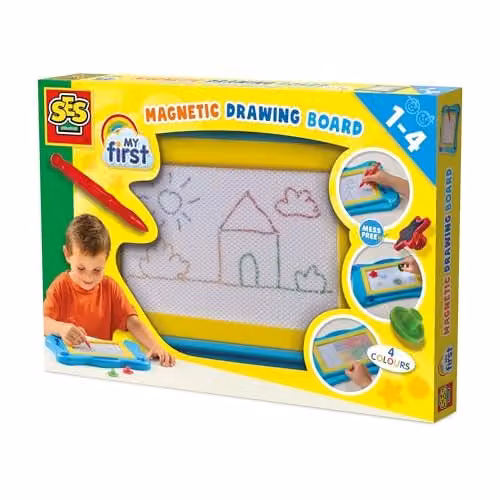 SES Creative My First Magnetic Drawing Board in Multicolour with Pen and Stamps for Ages 1-4 Years